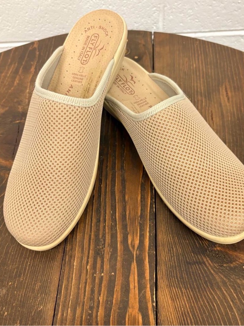 Fly Flot Lagenlook Granola Minimalist Women's Italian Comfy Beige Slip-On Mule